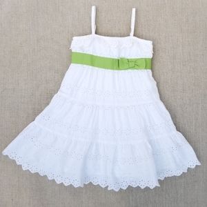 BABY GAP Eyelet Dress Green Bow Size 12-18 months